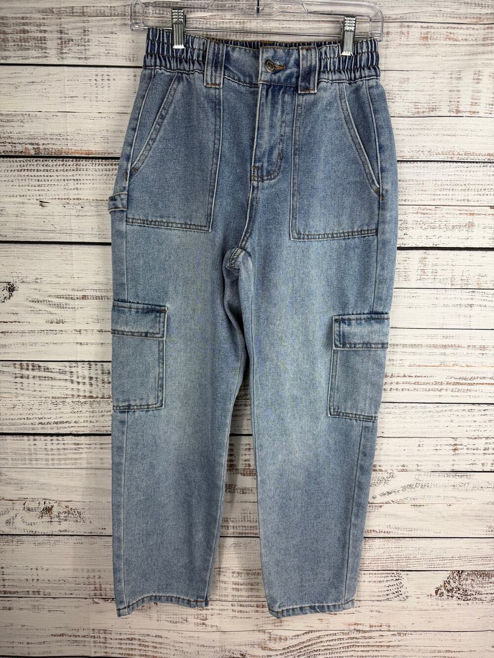 Indigo Rising Women’s Cargo Relaxed Fit Jeans 25 100% Cotton High Rise Boho Y2K